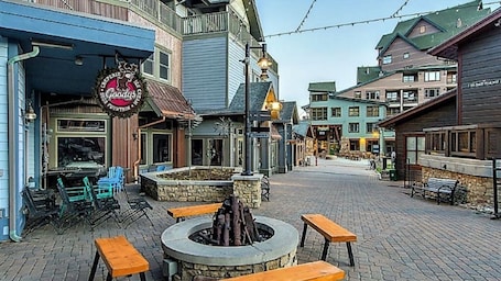Outdoor dining. New Listing Ski-In/Ski-Out Zephyr 1 Bedroom Condo at the base of Winter Park