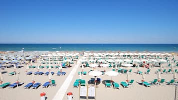 Private beach nearby, sun loungers, beach umbrellas