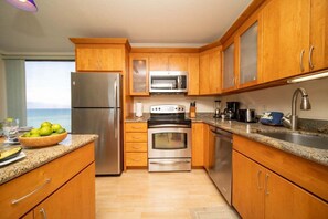 Fridge, microwave, oven, stovetop - MK 308 OceanFront Condo w AC Pool (Lahaina)
