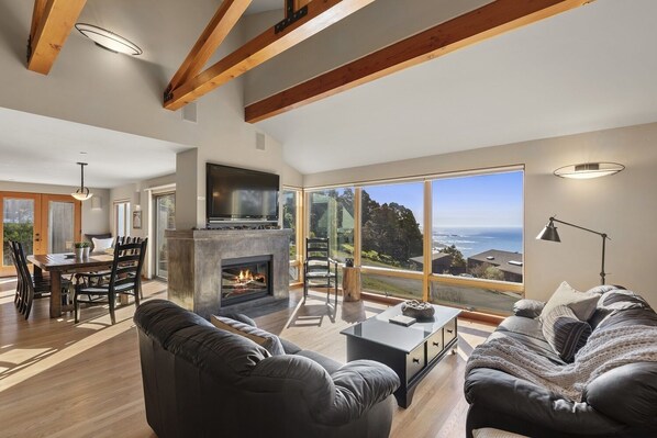 Smart TV, chimenea y reproductor de DVD