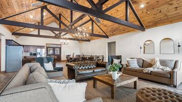 Smart TV, fireplace, video games, table football