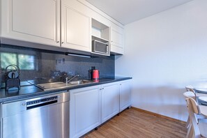 Jääkaappi, mikroaaltouuni, astianpesukone, kahvin-/teenkeitin