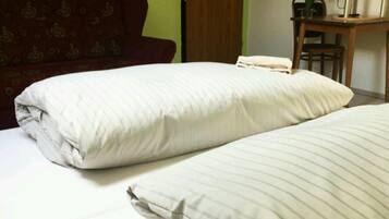 Desk, free WiFi, bed sheets