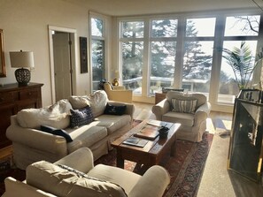 TV, fireplace