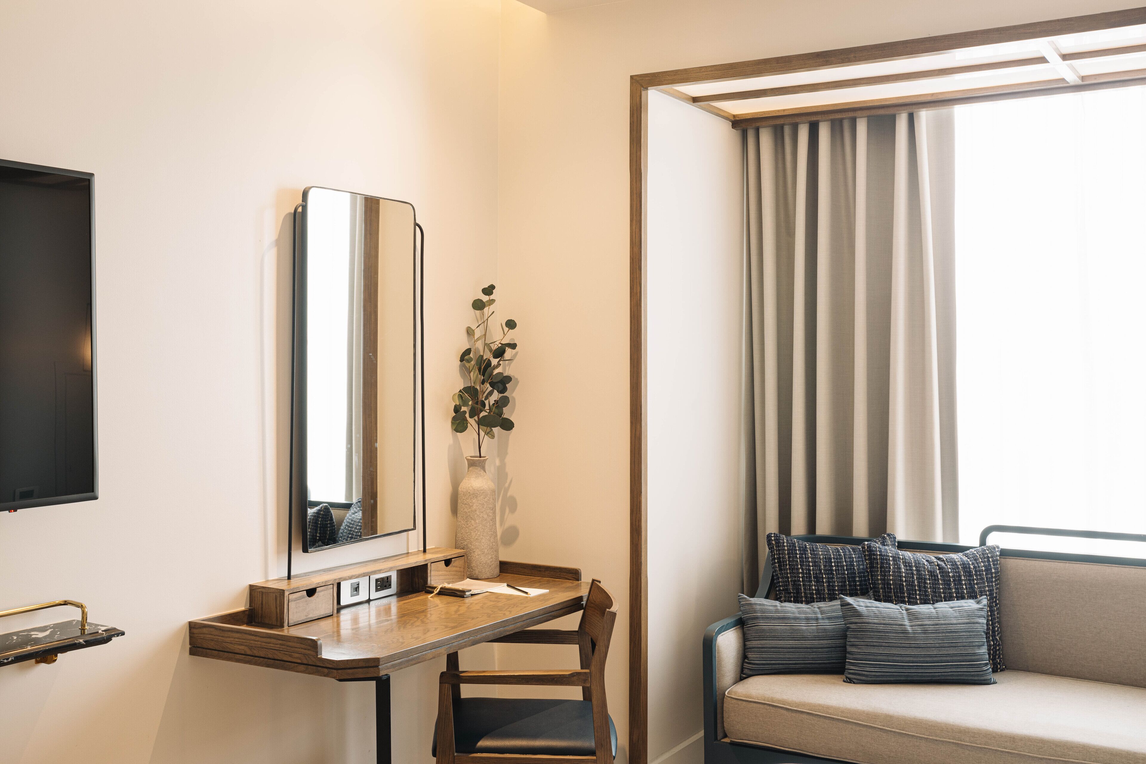 serene white double room (24 hours use of room) | free minibar, in-room safe, desk, laptop workspace