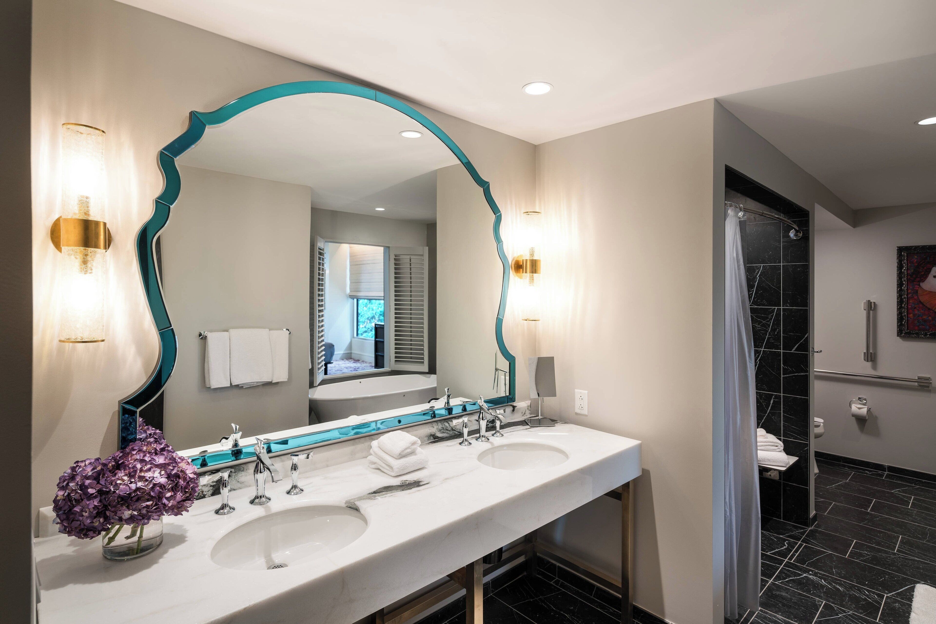 shower, free toiletries, hair dryer, bathrobes