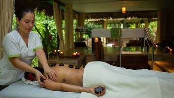 Soins corporels, soins d'aromathérapie, massages aux pierres chaudes