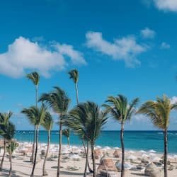 Private beach, white sand, sun loungers, beach umbrellas