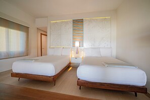 Luxe beddengoed, een gratis minibar, een kluis op de kamer, een bureau