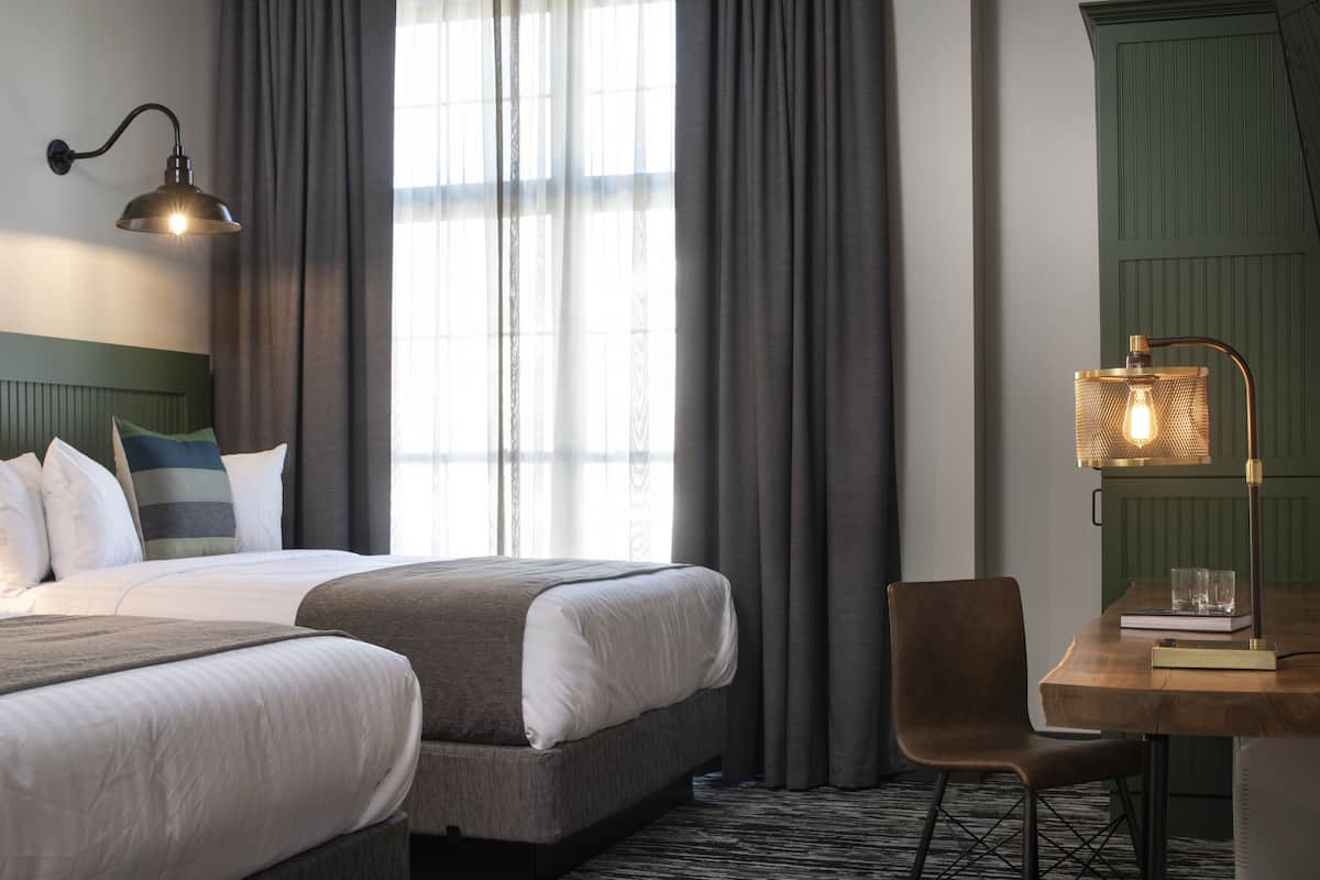 room, 2 queen beds, non smoking | living area | flat-screen tv, pay films