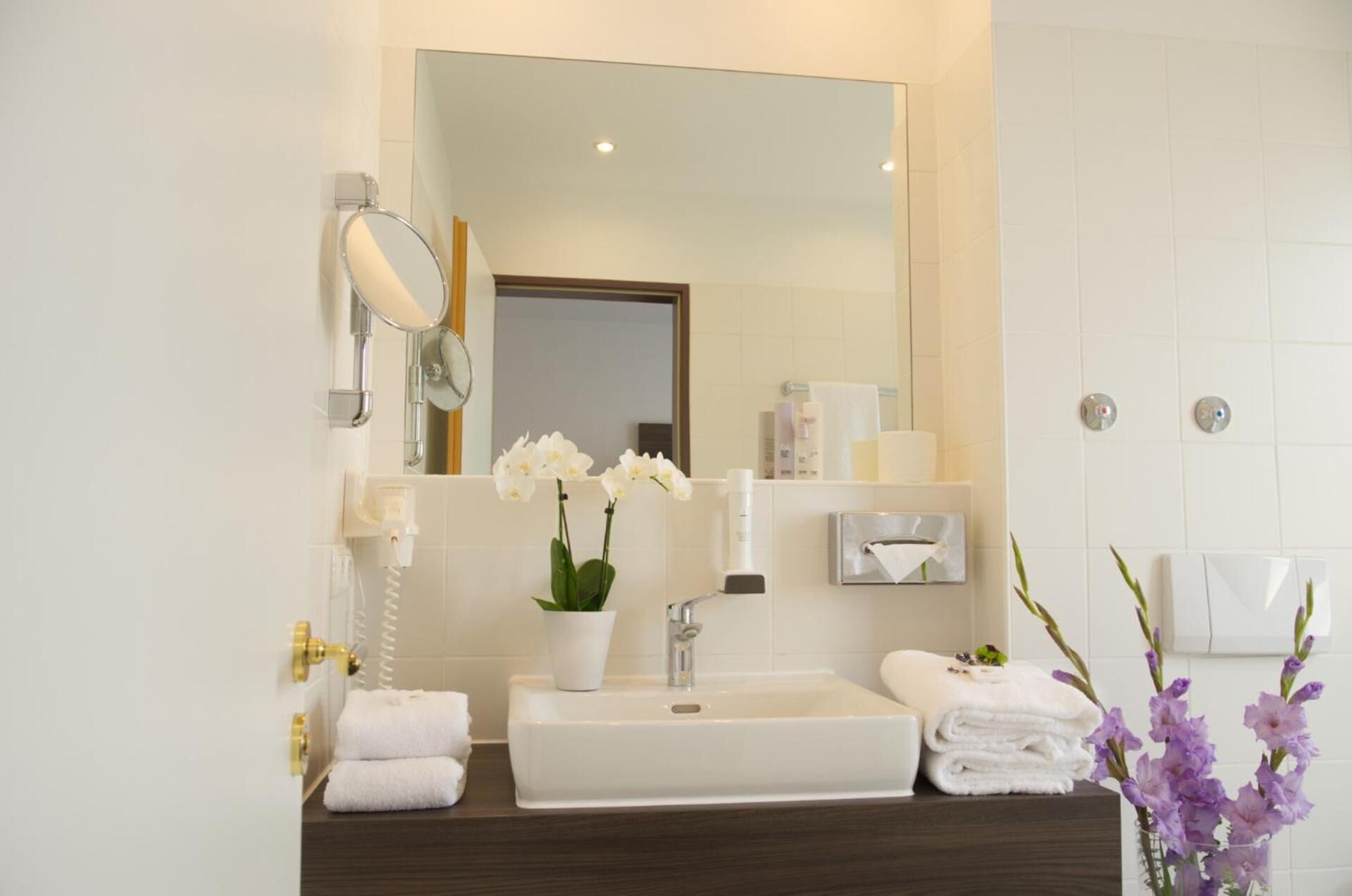 free toiletries, hair dryer, towels