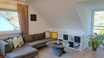 Fernseher, DVD-Player, Bücher, Stereoanlage