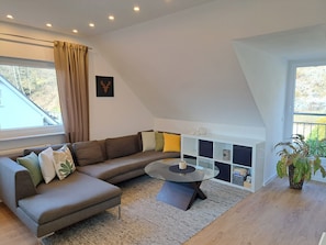 TV, DVD player, books, stereo