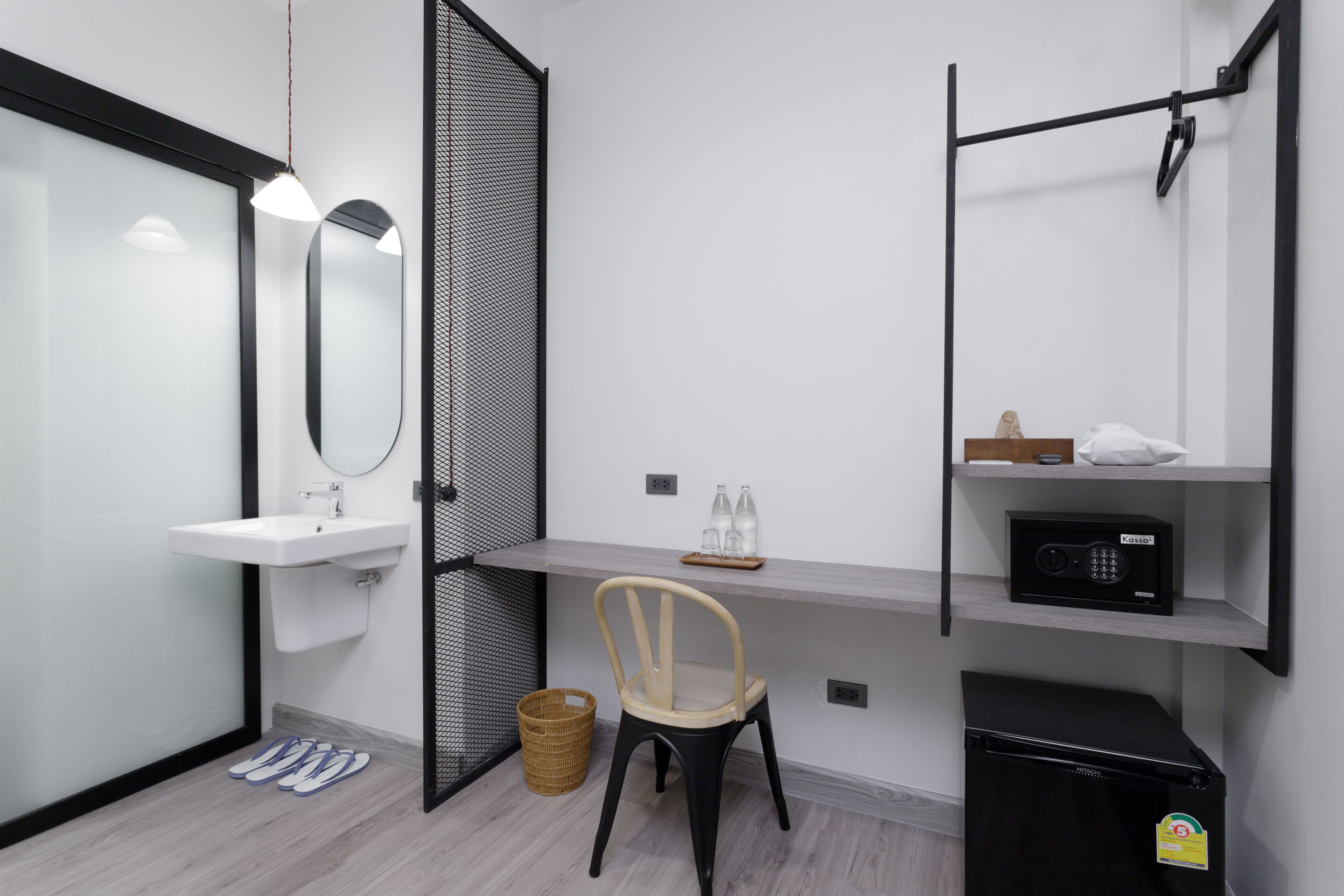 superior king room with balcony | bathroom | eco-friendly toiletries, hair dryer, slippers, towels