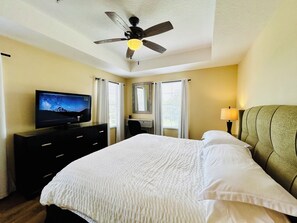 4 bedrooms, desk, iron/ironing board, travel crib