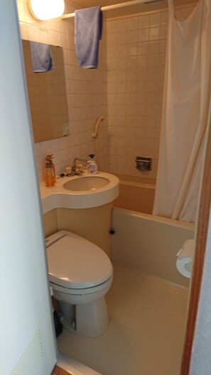 Free toiletries, hair dryer, slippers, electronic bidet