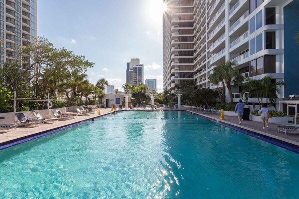 Outdoor pool, a heated pool