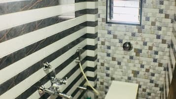 Shower, slippers, towels