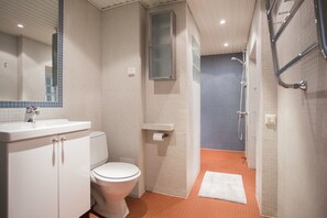 Appartement supérieur (Loft Bed, 2 Twin Beds, 2 Sofa Beds) | Salle de bain | Douche, serviettes fournies, papier de toilette
