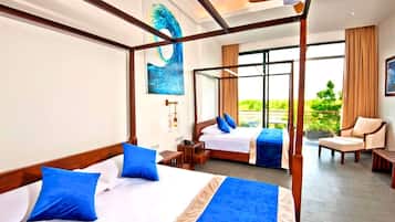 Premium bedding, minibar, desk, laptop workspace