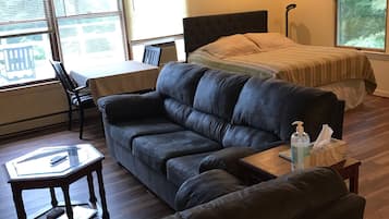 Smart TV, fireplace, stereo