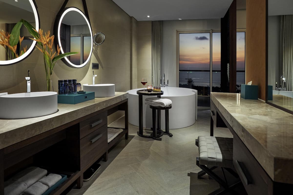 Eco-friendly toiletries, hair dryer, bathrobes, slippers