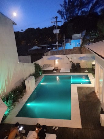 Outdoor pool, sun loungers