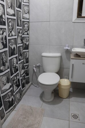Ducha, secador de pelo, toallas, papel higiénico