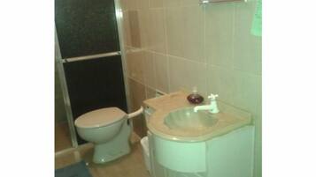 Shower, towels, toilet paper