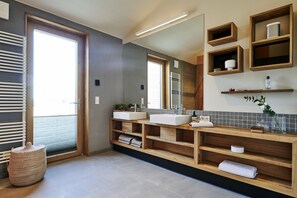 Shower, hair dryer, soap