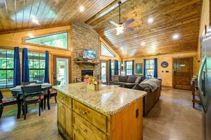 Smart TV, fireplace, video games, DVD player