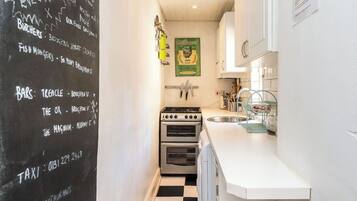 Fridge, microwave, oven, toaster