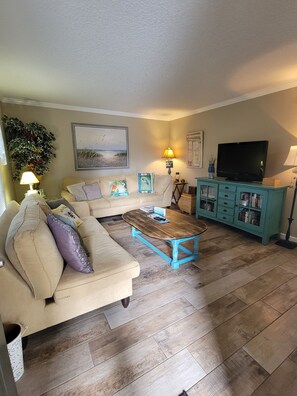Smart TV, DVD player, books, video library