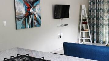 Comfort Apartment | Living area | 50-inch plasma TV with satellite channels, TV