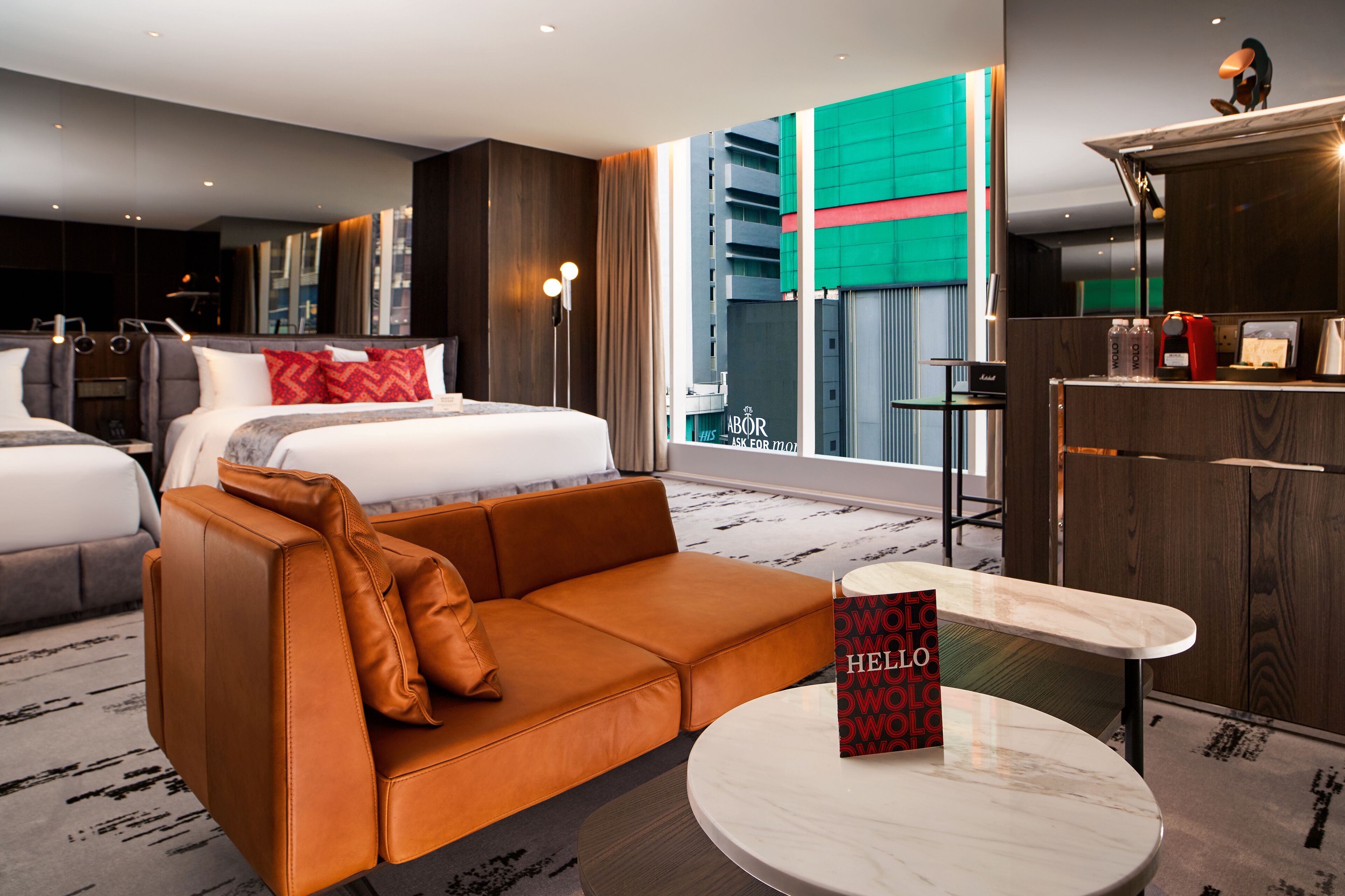 wolo suite with window | living area | led tv