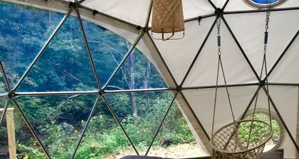 Glamping Geodesic Dome Tent - Trout Stream, Fire Pit & Privacy