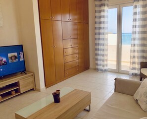 Smart TV, fireplace, DVD player