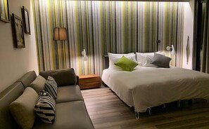 Premium bedding, down duvets, free minibar, individually decorated