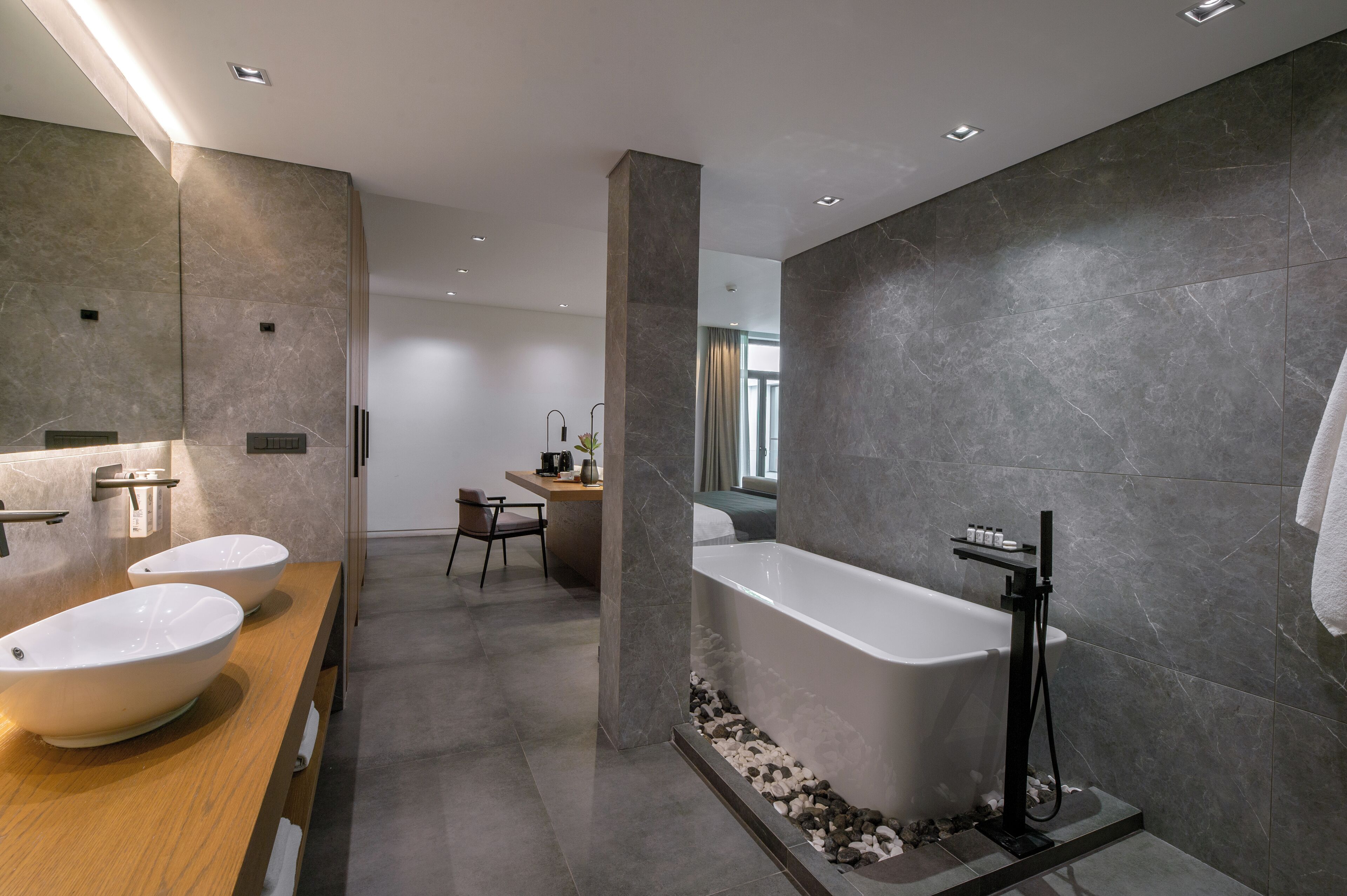 suite (master) | bathroom | designer toiletries, hair dryer, bathrobes, slippers