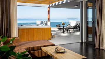 Attico Presidenziale, vista mare, di fronte alla spiaggia | Terrazza/patio