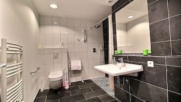 Douche, sèche-cheveux, serviettes fournies, papier toilette