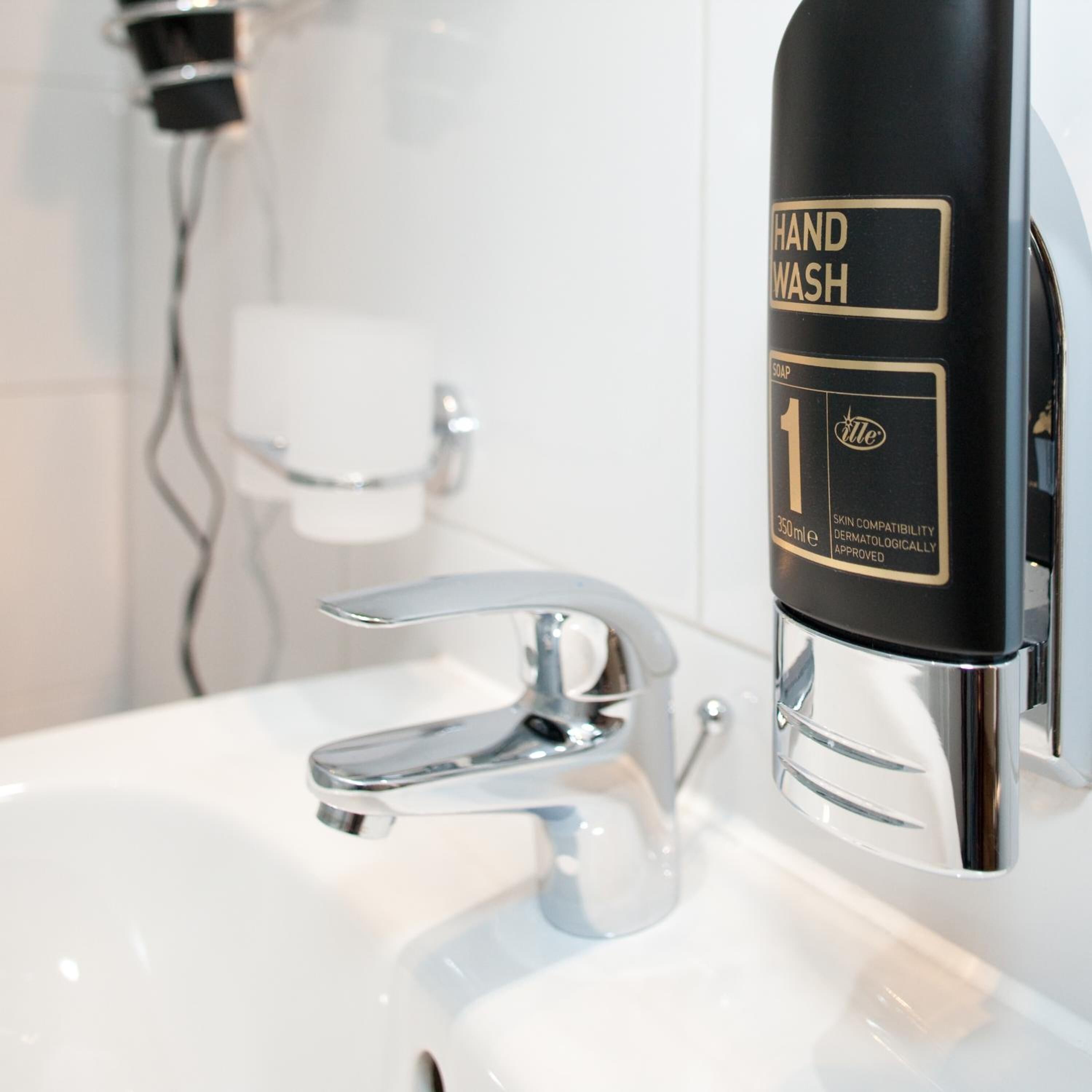 free toiletries, hair dryer, towels, soap