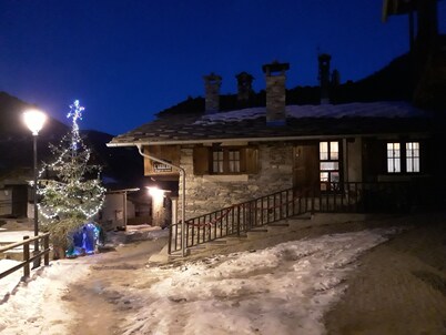 Cabin in characteristic mountain village