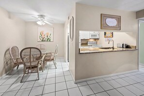 Fridge, microwave, oven, stovetop - Tropical Garden View 2 bed, 2 bath at Sanibel Moorings #832 (Sanibel)