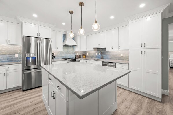 Fridge, microwave, oven, stovetop - Newly Renovated Beachfront 3 bed, 2 bath at Sanibel Moorings #711 (Sanibel)