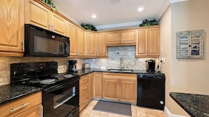 Fridge, microwave, coffee/tea maker, toaster