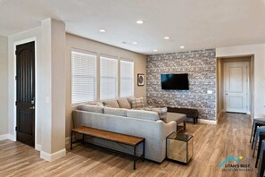 TV, fireplace, video games, offices