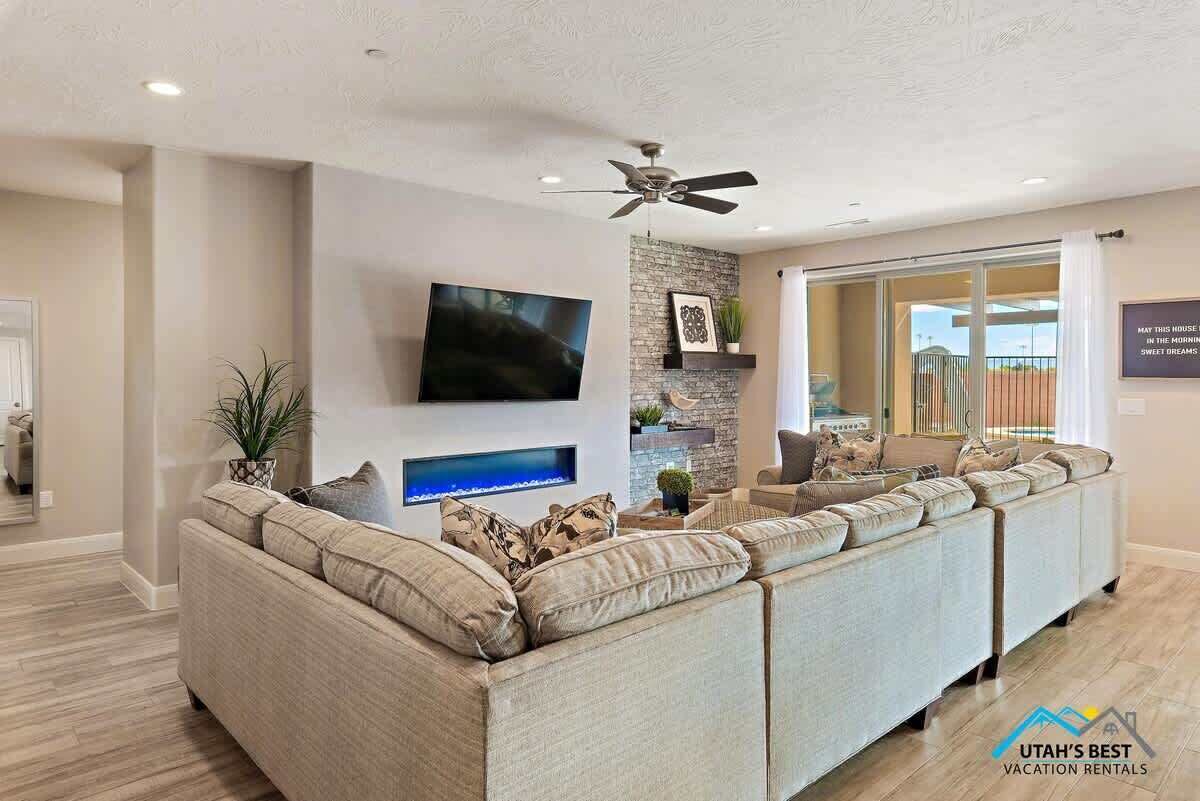 TV, fireplace, video games, offices