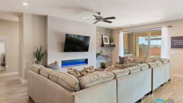 TV, fireplace, video games, offices