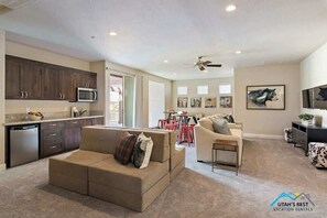 TV, fireplace, video games, offices
